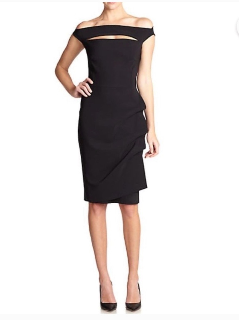 Chiara Boni Melania Off-Shoulder Black Dress size 42, which is a US size 6